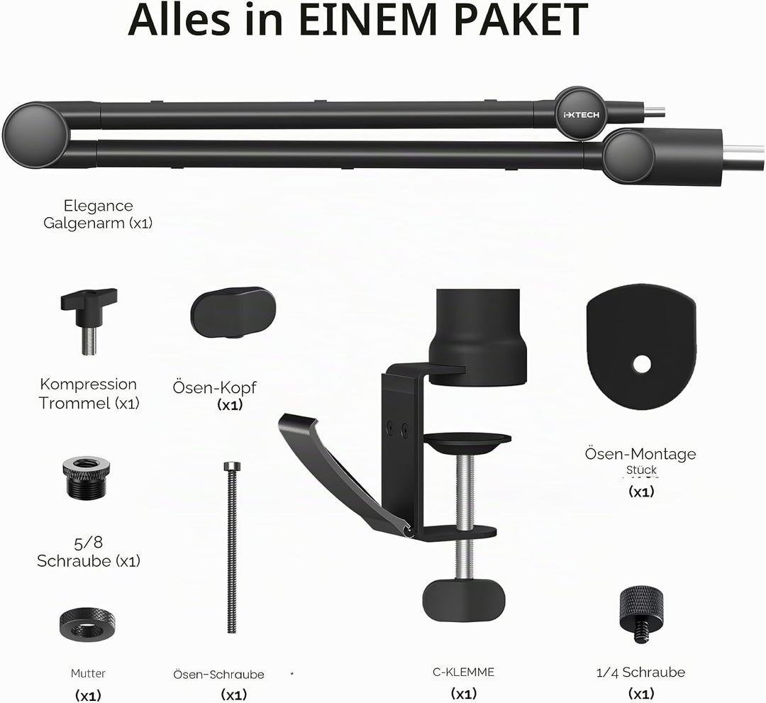 IXTECH Mikrofonarm für Hyperx Quadcast Rode Shure Sm7b Blue Yeti Gaming Mikrofon Halterung Mikrofons