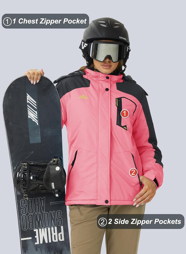 MAGCOMSEN Winterjacke Damen Softshell Funktionsjacke Wasserabweisende Outdoor Ski Jacke Fleece Windd