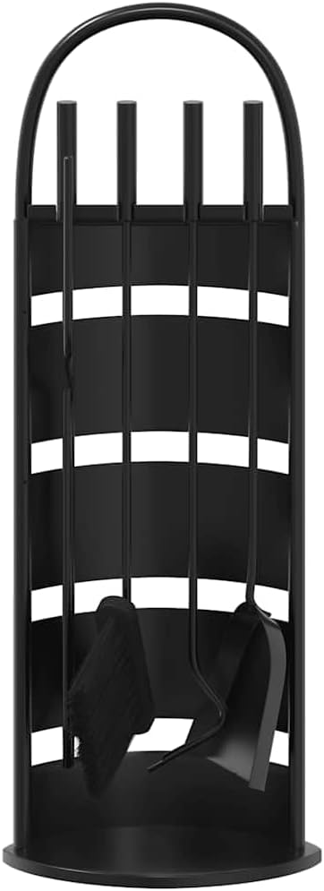 Kaminbesteck-Set, 5-teilig, Stahl, Kamingarnitur, Schwarz