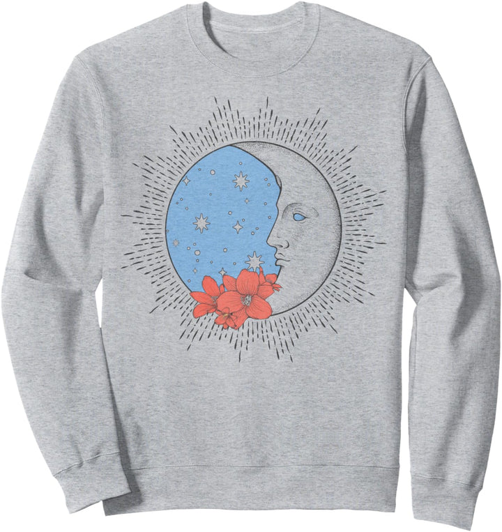 Trendy Floral Moon Profile Sweatshirt