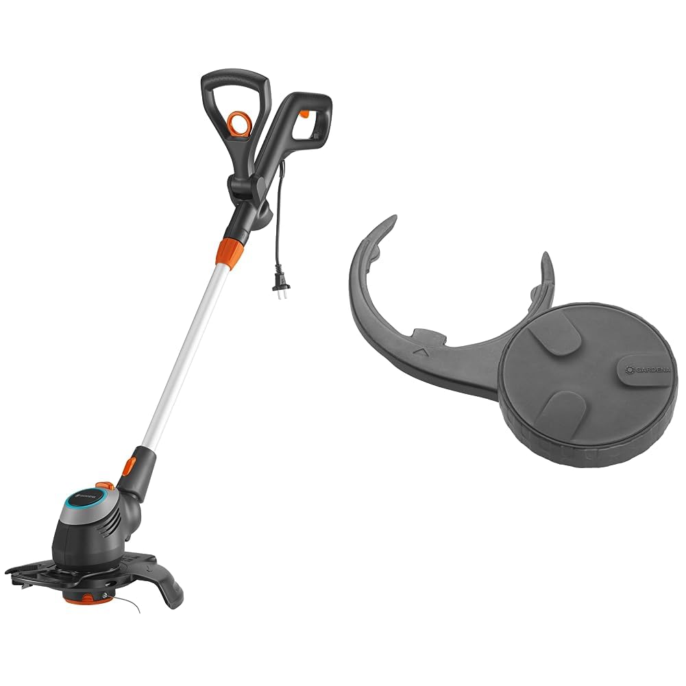 Gardena PowerCut 650/28 Elektro-Trimmer: Rasentrimmer mit 280 mm Schnittkreis &amp; Radsatz für Trimmer: