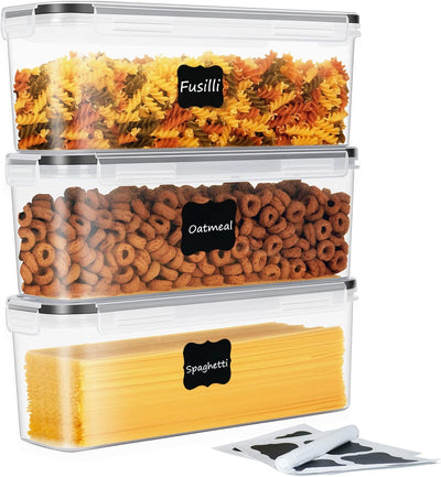 HRUISE Pasta Vorratsbehälter【3 Stück/Set】 2,3Liter Rechteckige Spaghetti Lange Nudel Aufbewahrungsbo