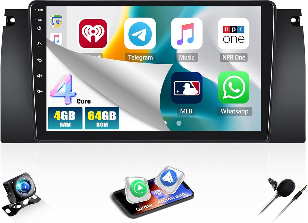 4G+64G CAMECHO Android 13 Autoradio für BMW 5 E39 E53 M5 X5 (1996-2007) mit Navi Carplay Android Aut