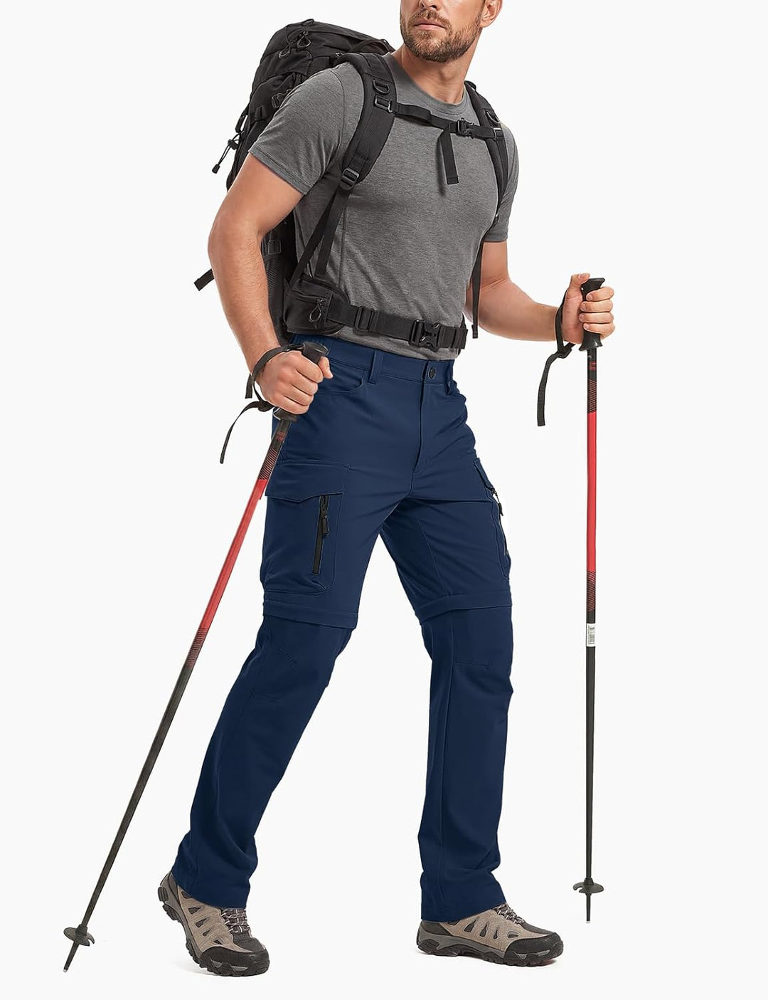 Vzteek Herren Wanderhose Zip Off Trekkinghose Outdoorhose Sommer Softshell Stretch Hose Kurz für Wan