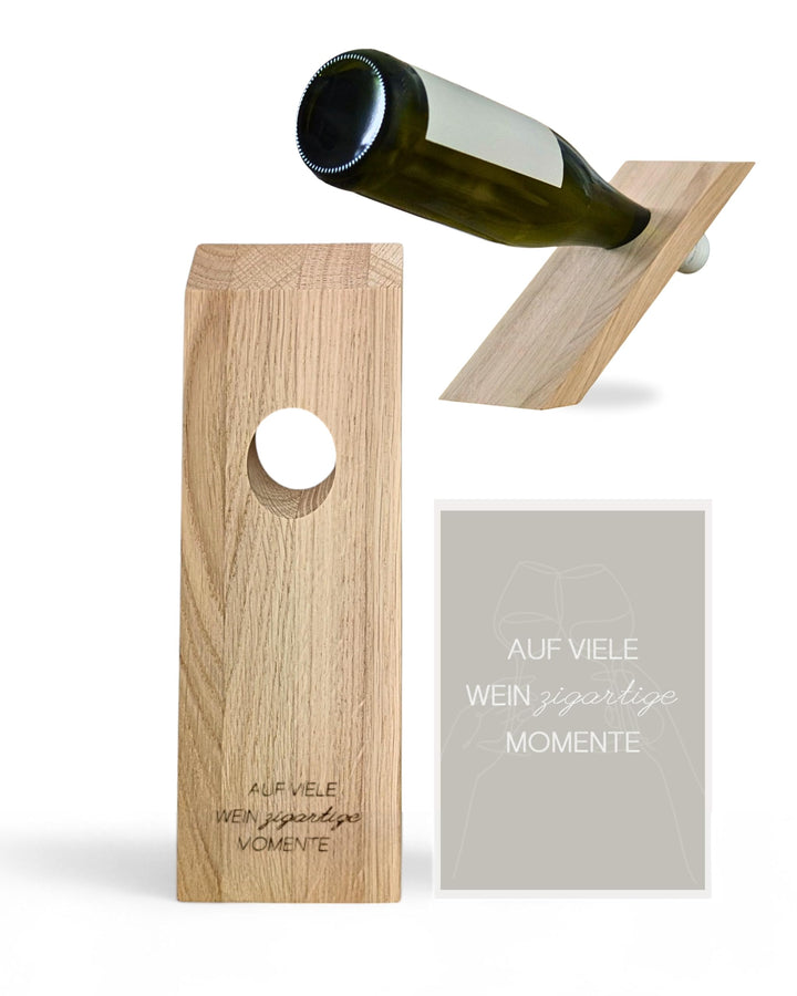Livlig53 Weinflaschenhalter aus Holz, Magischer Flaschenhalter aus Eiche mit personalisiertem Weinet