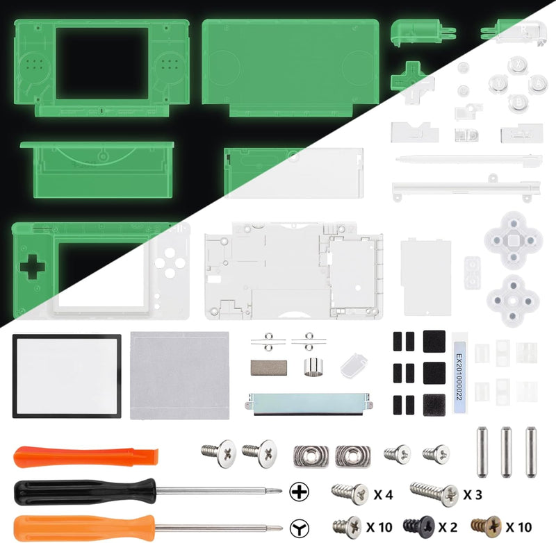 eXtremeRate Ersatz Gehäuse Case für Nintendo DS Lite NDSL, Voll Hülle&Knöpfen&Screen Protector Shell