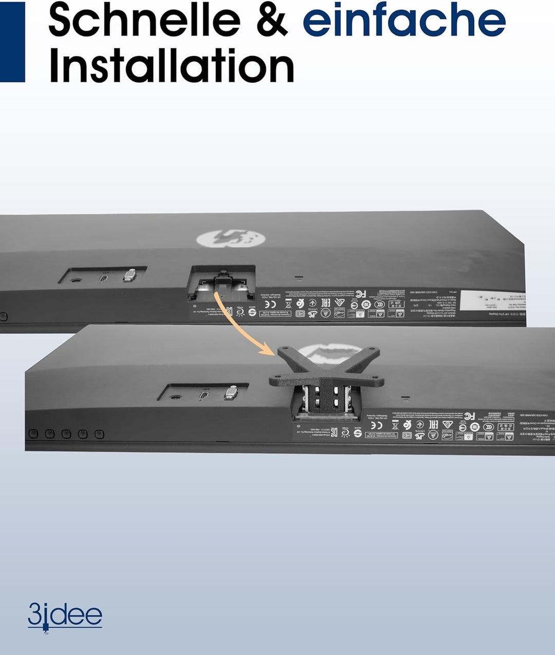 3IDEE VESA Adapter kompatibel mit HP Monitor (22m, 24m, 27m) - inklusive Schraubenset - 75x75 mm (Sc