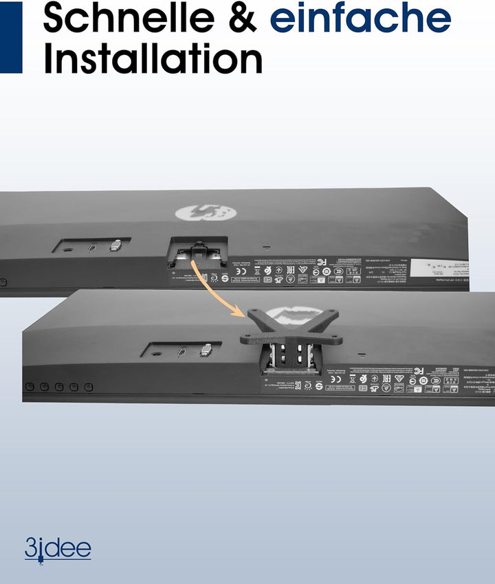 3IDEE VESA Adapter kompatibel mit HP Monitor (22m, 24m, 27m) - inklusive Schraubenset - 75x75 mm (Sc