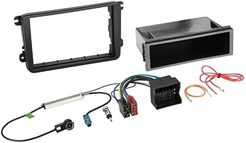 1 Din Radio Einbauset Blende Radioanschlusskabel Antennenadapter für VW Polo 6R schwarz