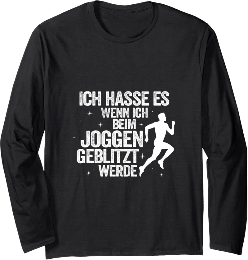 Beim Joggen geblitzt werden laufen Sport Fitness Blitzer Langarmshirt