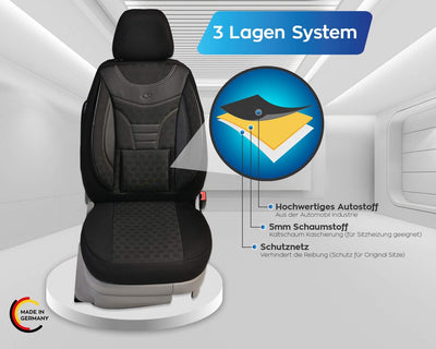 BREMER SITZBEZÜGE Mass Auto Schonbezüge kompatibel mit VW Golf Plus Fahrer & Beifahrer Set ab 2004-2