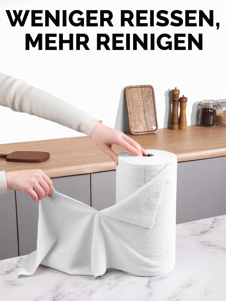 Fantasticlean Mikrofaser Reinigungstücher, 75 Stück pro Rolle Abreissbare Putztücher, Wiederverwendb