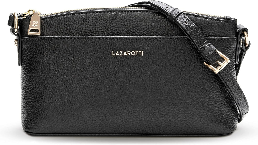 Lazarotti Bologna Leder Umhängetasche Damen | verstellbarer Schultergurt | mittelgrosse Crossbody Ba