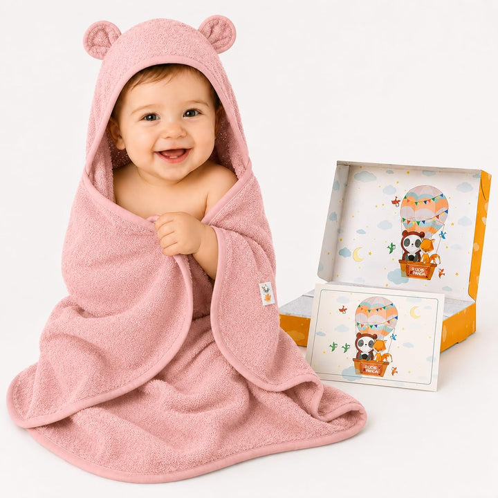 Kapuzenhandtuch Baby EXTRA dick, warm & weich | 75x75cm Babyhandtuch mit Kapuze (100% Bambus) | Baby