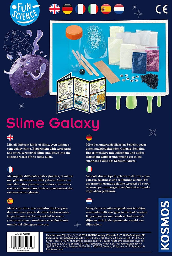 KOSMOS 616618 Fun Science - Schleim Galaxie, mehrsprachige Version (DE, EN, FR, IT, ES, NL) Mixe fün