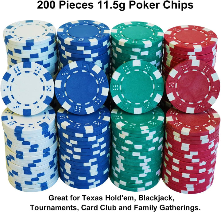 SEETOOOGAMES Casino-Poker-Chips, 11,5 g, gestreift, 4 Farben (rot, grün, weiss und blau) 50 rot, 50