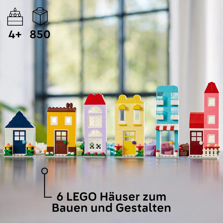 LEGO Classic Kreative Häuser, Bausteine-Set für Kinder, Konstruktionsspielzeug mit 850 Steinen, Haus