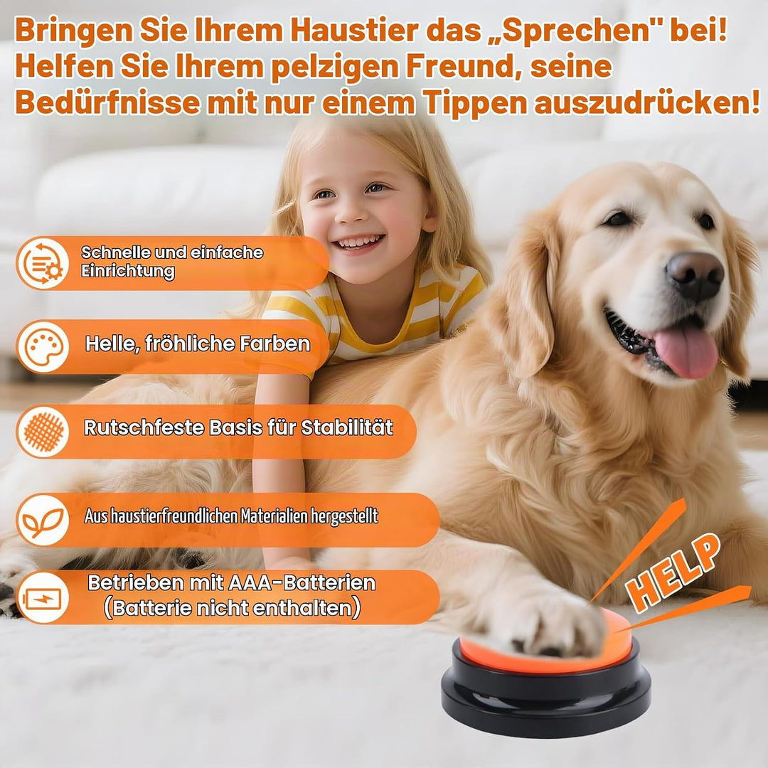 8 Stück Sprechende Hundetasten mit Aufnahmefunktion, 30 Sekunden Aufnahmezeit, Kommunikationsknöpfe