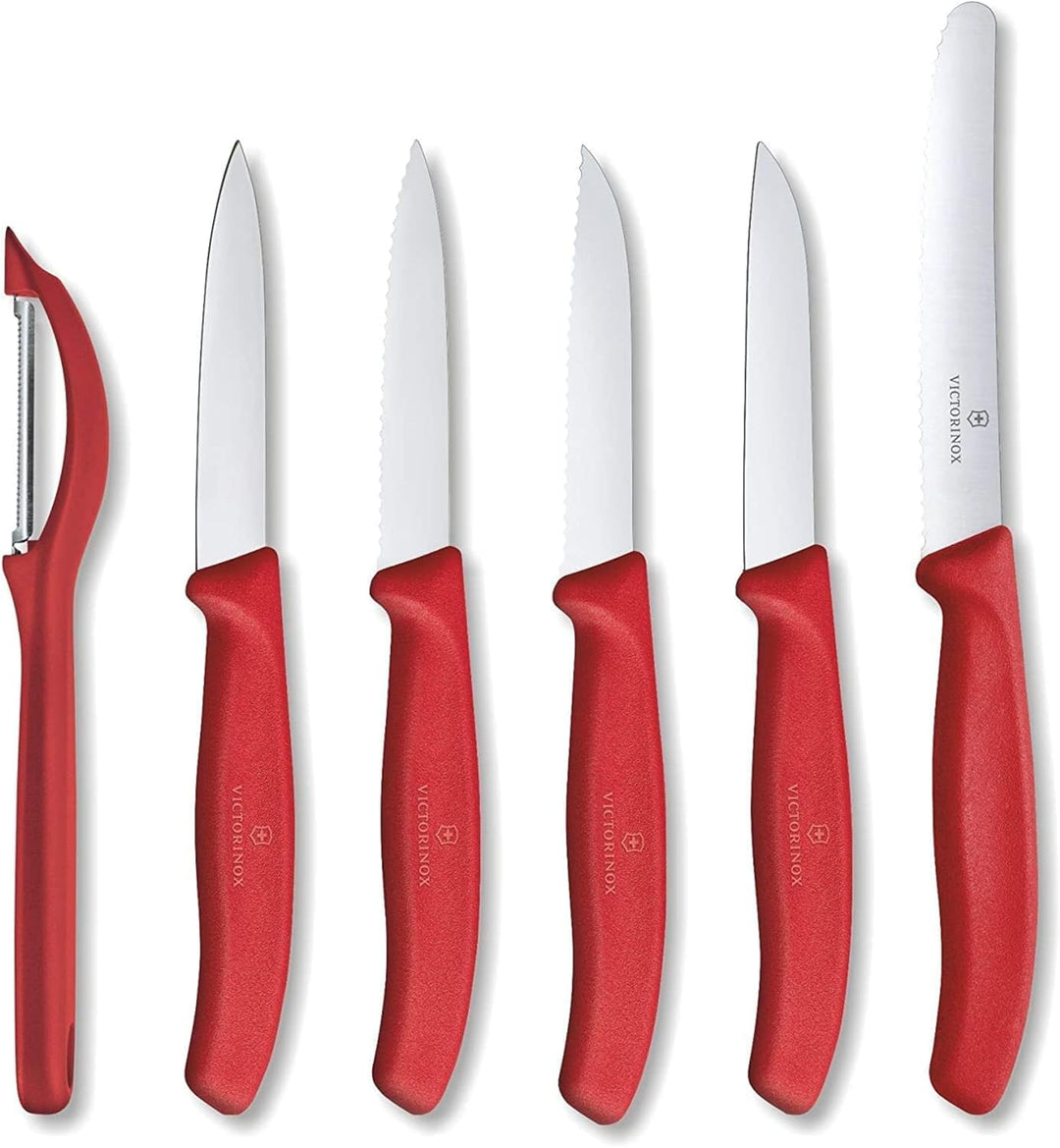 Victorinox, Swiss Classic, Profi Gemüsemesser-Set, 6-teilig, Extra Scharf, Robuster Kunststoffgriff,