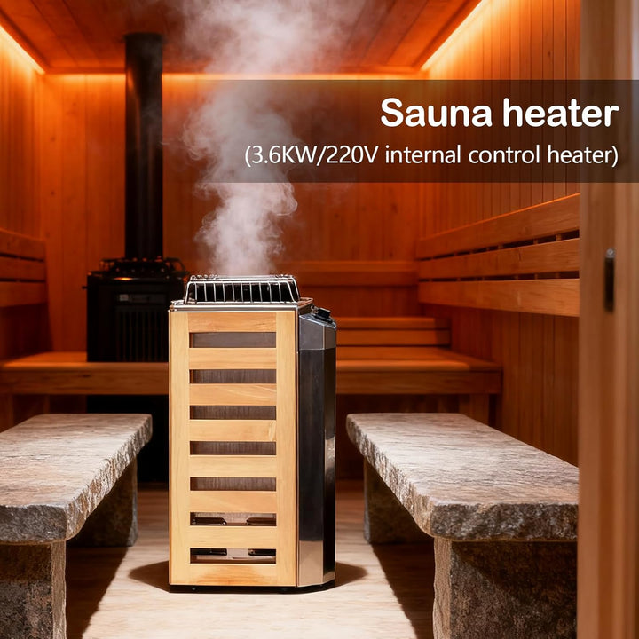 Saunaofen, 3.6 kW Elektrischer Tragbarer Saunaöfen Saunaofenheizung aus Edelstahl mit Interner Steue