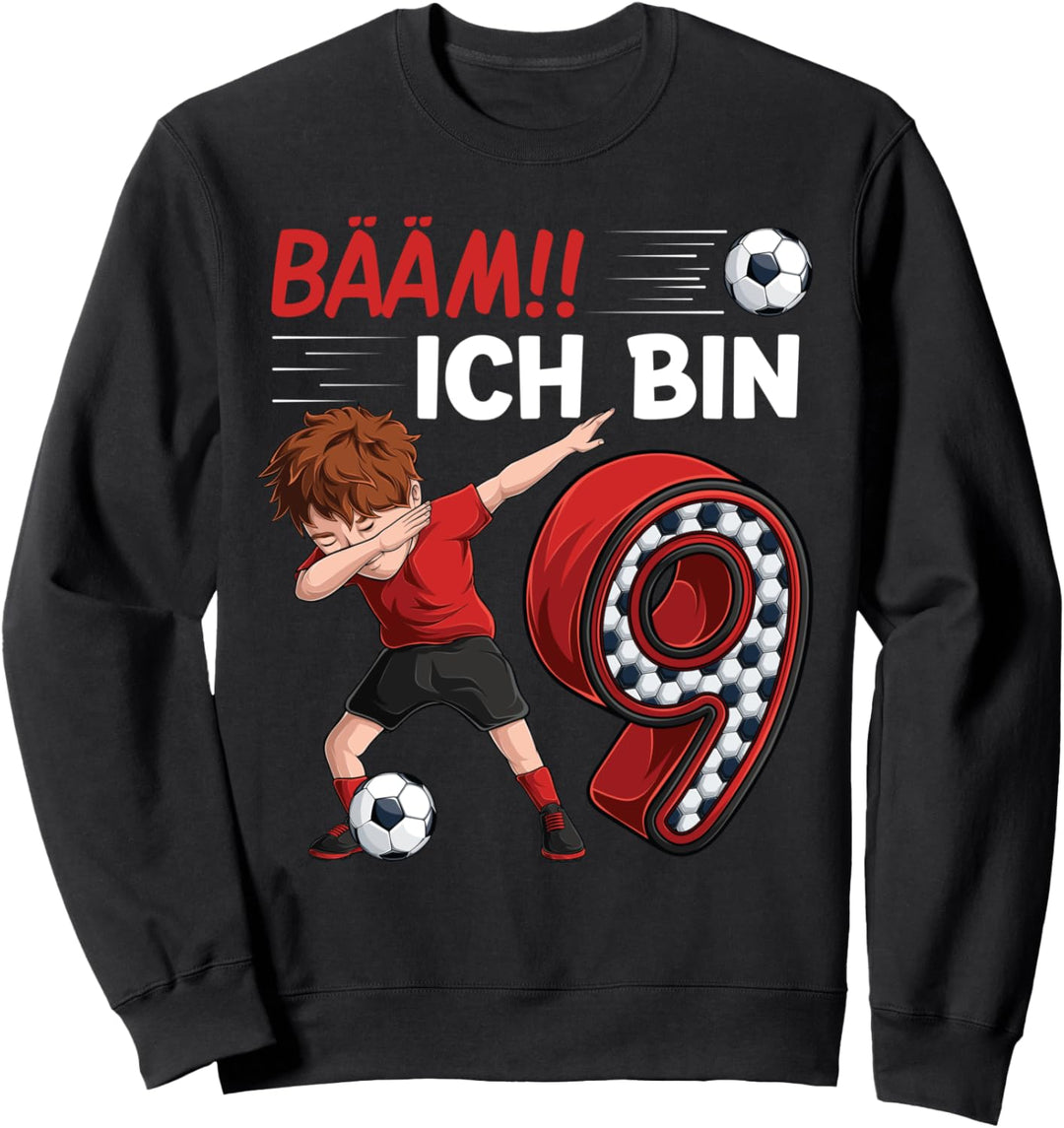 9. geburtstag junge Fussball 9 Jahre Fussballer Geschenk Sweatshirt