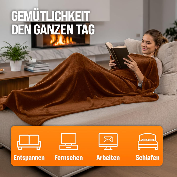 Monzana® Elektrische Heizdecke 180x130cm 120W 10 Heizstufen 10h Timer Abschaltautomatik Überhitzungs
