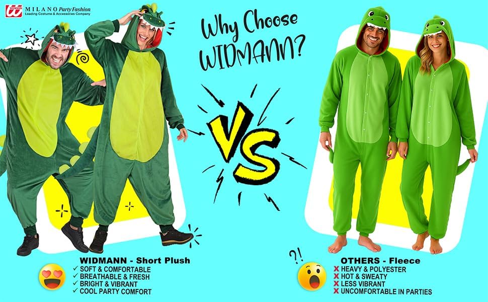 W WIDMANN MILANO Party Fashion - Tier Overall für Erwachsene, weicher Plüsch Jumpsuit mit Kapuze, Ti