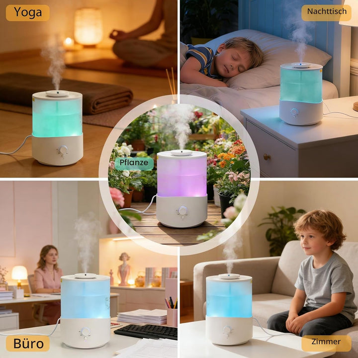 Romon Luftbefeuchter Schlafzimmer 2.5L, Top-Fill Aroma Diffuser, Humidifier mit 360° drehbarer Düse,