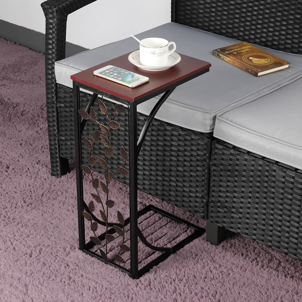 Yaheetech Beistelltisch C-Form Couchtisch Sofatisch Kaffeetisch aus Metall Kleiner Wohnzimmertisch I