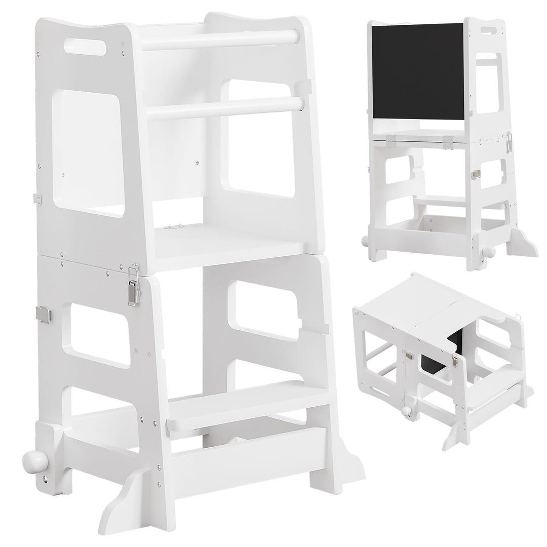 Yorbay 3 in 1 Lernturm ab 1 Jahr: Montessori Lernturm mit Tafel - Learning Tower für Kinder mit Sich