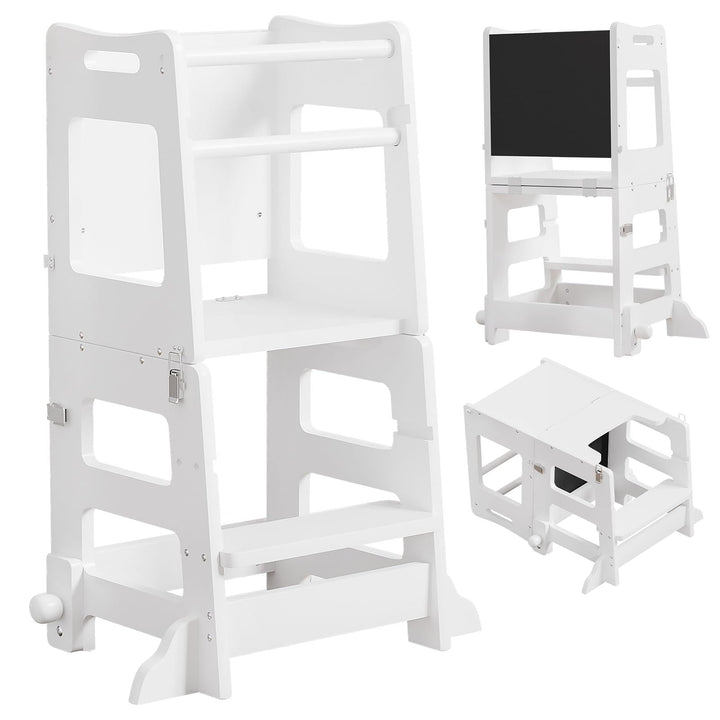 Yorbay 3 in 1 Lernturm ab 1 Jahr: Montessori Lernturm mit Tafel - Learning Tower für Kinder mit Sich