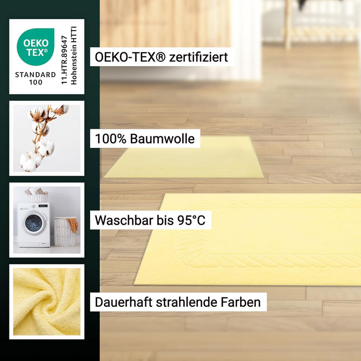 ZOLLNER 2er Set Badematten - weiche und saugstarke Duschvorleger - waschbar bis 95°C - Baumwolle - 5