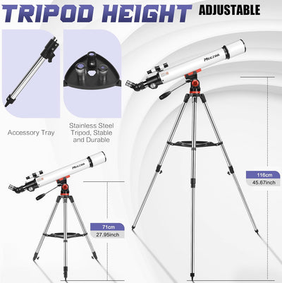 MEEZAA Teleskop, Teleskop Astronomie Erwachsene Profi, 70mm Blende 700mm Refraktor Teleskop für Kind