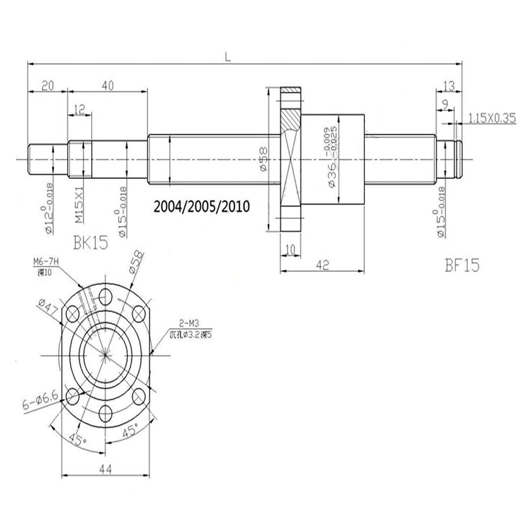CNCYEAH SFU2005 Kugelschrauben-Set 1000mm Linearführung mit 2005 Schraubenmuttergehäuse + Kugelmutte