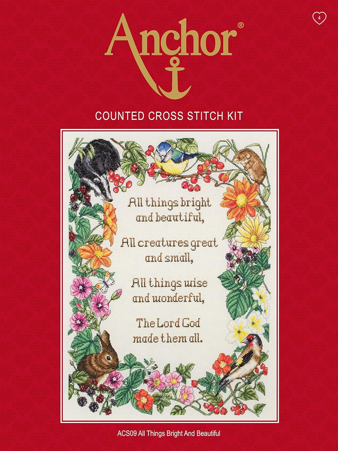 Anchor Kreuzstich-Set, 100% Baumwolle, Mehrfarbig, 90x90cm Xmas Bullfinch - Tablecloth, Xmas Bullfin