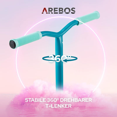 Arebos Stunt Scooter Tretroller | ABEC-9 Kugellager | inkl. Ständer | Alu Trittbremse | für Kinder u