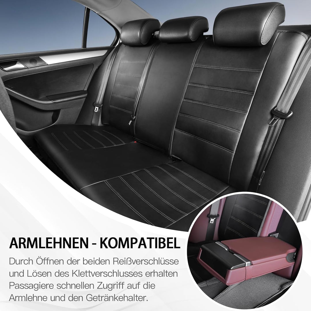 TOYOUN Kunstleder Sitzbezüge Auto Set Universal Klassisch Autositzbezüge Sitzschoner Auto Schonbezug