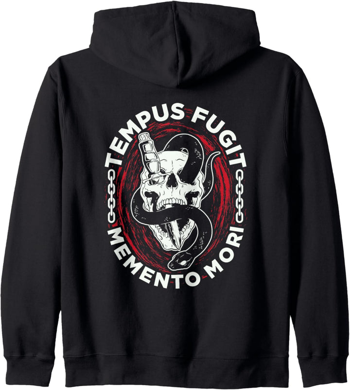 Tempus Fugit Memento Mori Schädel Artwork Latin Phrase Kapuzenjacke