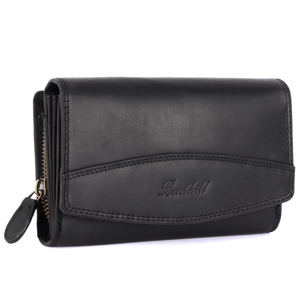Benthill Geldbörse Gross Echt-Leder - Damen XL Portemonnaie mit RFID Schutz - Frauen Vintage Geldbeu