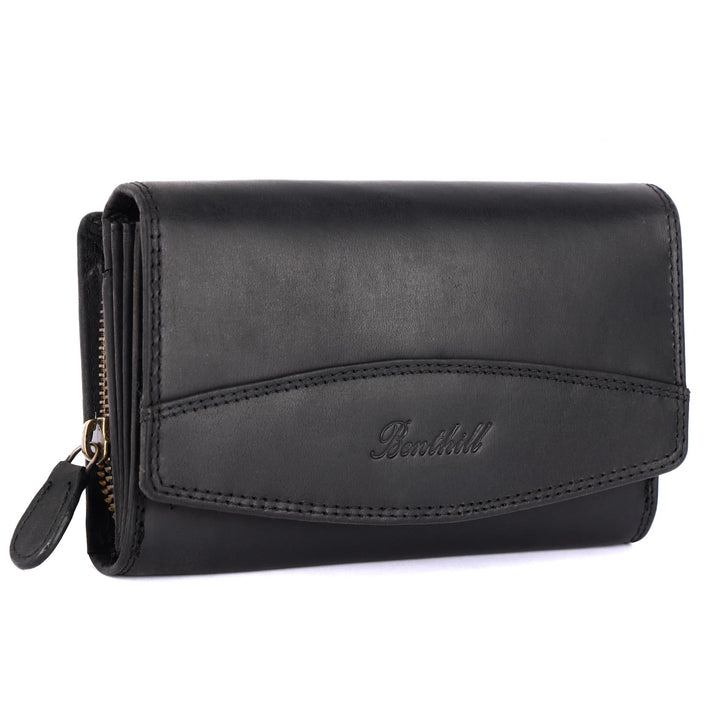 Benthill Geldbörse Gross Echt-Leder - Damen XL Portemonnaie mit RFID Schutz - Frauen Vintage Geldbeu