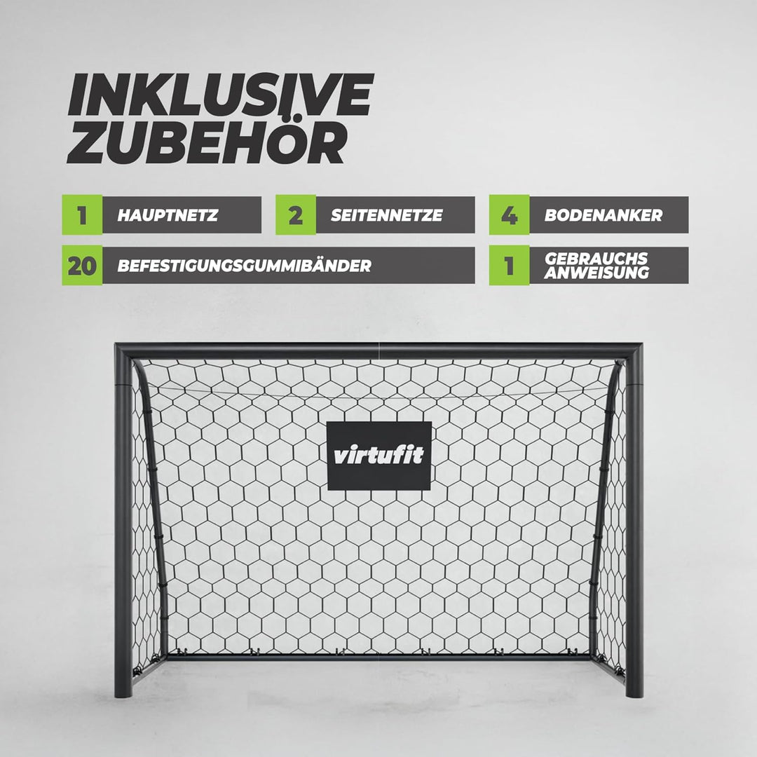 VirtuFit Fussballtor mit Torwand für Kinder – Fussballtore 180 x 120 x 60 cm Premium Tor, 180 x 120