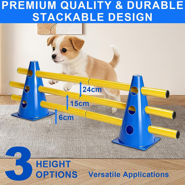 Agility Set Hunde, Sports Hunde Steckhürdenset Agility Hürden Hindernisse für Kinder Hunde, 10 Kegel