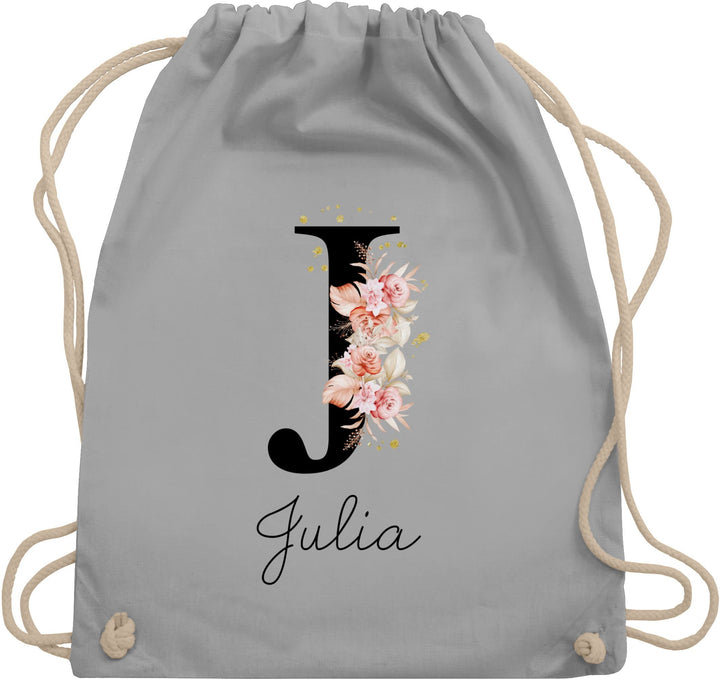 Turnbeutel Rucksack - Initialen - Buchstabe mit Name personalisiert I Anfangsbuchstabe I Initiale -