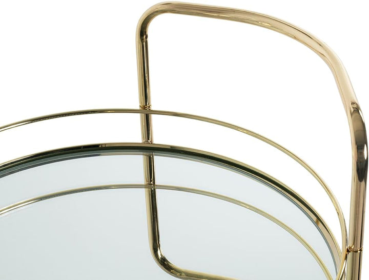 HAKU Möbel Servierwagen, vermessingt, Metall, Spiegel 5 mm - Masse: H 80 x Ø 48 cm, Style: Art Deco