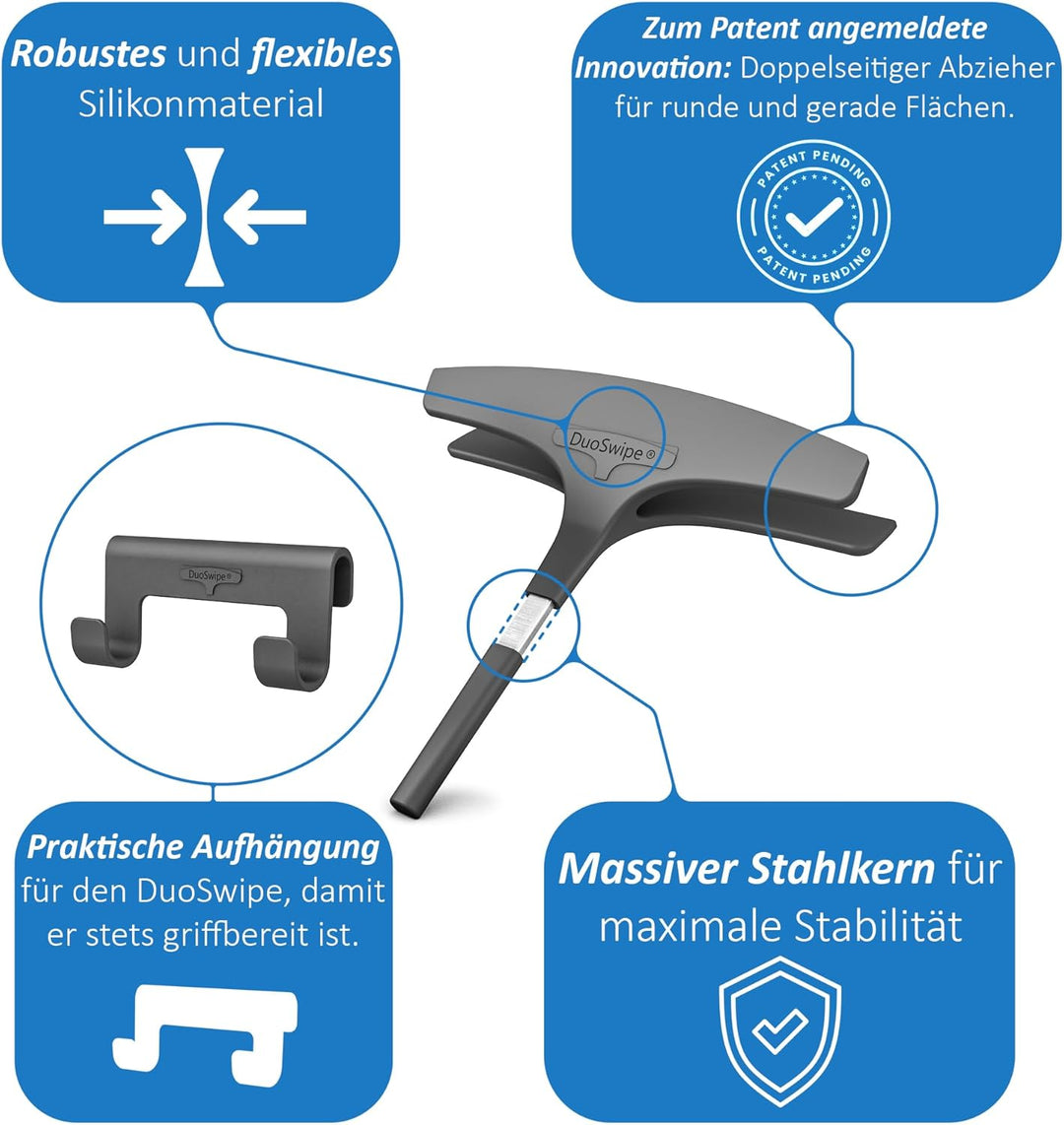 Der Duale Duschabzieher für Rundduschen, Silikon Duschwischer für Dusche, Bad, Fliesen, Spiegel, gla