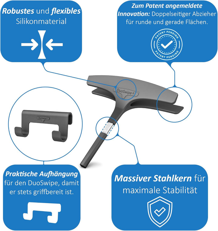 Der Duale Duschabzieher für Rundduschen, Silikon Duschwischer für Dusche, Bad, Fliesen, Spiegel, gla