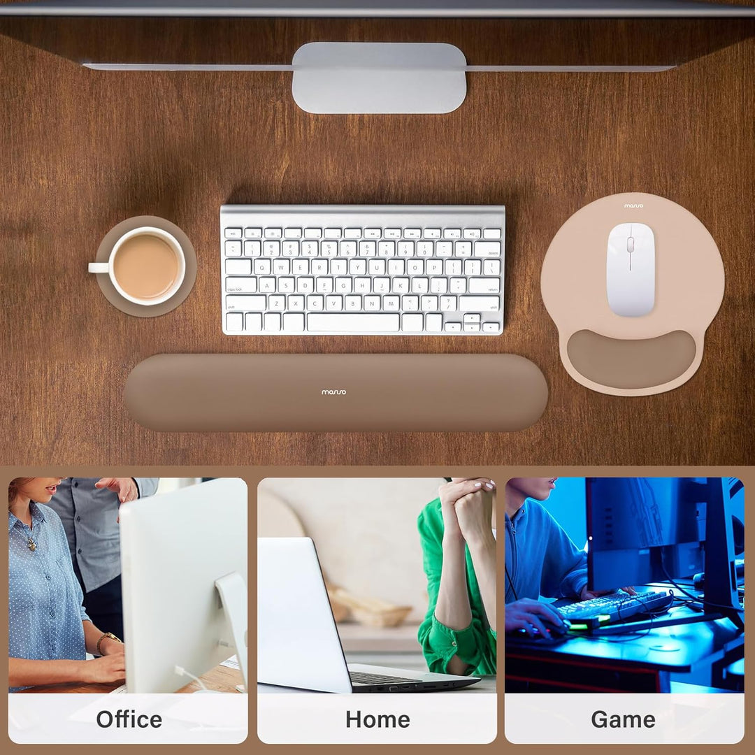 MOSISO Handgelenkstütze für Mauspad&amp;Tastatur Set, Ergonomisch Kreisförmig Mauspad&amp;Untersetzer rutsch