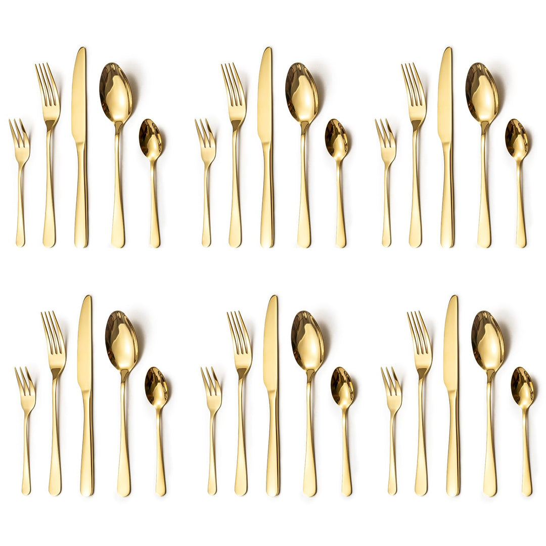Besteck Set, Edelstahl Spiegelpoliert 30 teilig Besteckset für 6 Personen, Essbesteck Set mit Messer