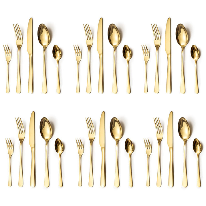 Besteck Set, Edelstahl Spiegelpoliert 30 teilig Besteckset für 6 Personen, Essbesteck Set mit Messer