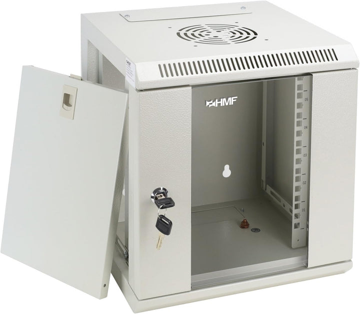 HMF 63306-07 Serverschrank 10 Zoll, 6 HE, Netzwerkschrank, Wandschrank, 10", 31,2 x 30 x 35 cm, Voll